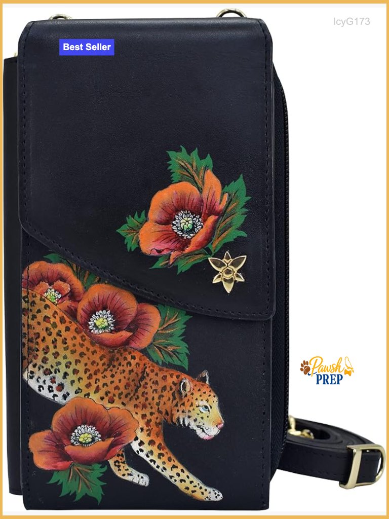 Hand-Painted Leather Crossbody Phone Wallet Rfid Blocking